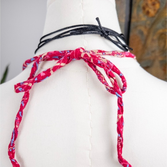 Handmade Pink Embroidered Halter Top - Crochet Lace Trim Y2K Boho - Small - Picture 6 of 6